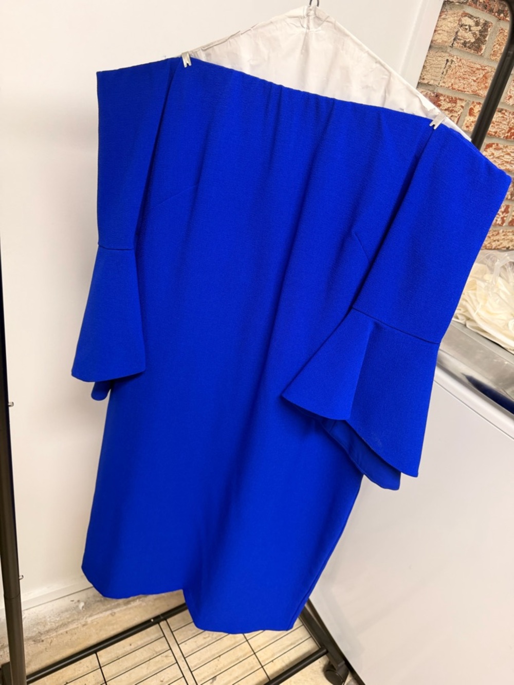 Vintage Royal Blue Dress Statement Sleeve Cocktail Dress Size 14